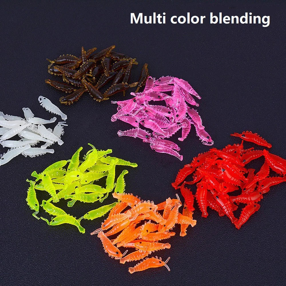 10-50pcs/lot Shrimp Bait Soft Silicone Fishing Lures 2.8cm/0.3g Luminous Glow Freshwater Worm New Pattern Pesca Fishing Tackle