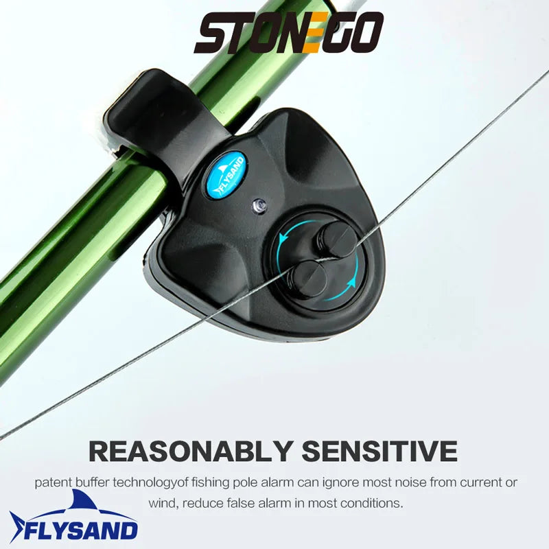 FLYSAND Fishing Fish Bite Alarm Electronic Buzzer on Fishing Rod with Loud Siren Daytime Night Indicator With Battery