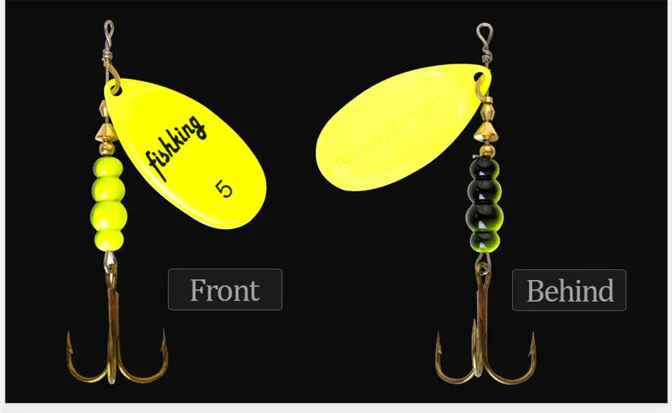 FISH KING Spinner Bait 3.9g 4.6g 7.4g 10.8g 15g Rotating Spinners Spoon Lures pike Metal With Treble Hooks Fishing Lure