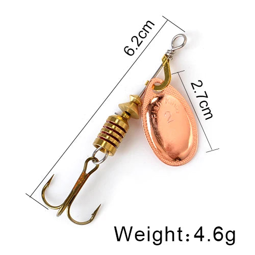 FISH KING Spinner Bait 3.9g 4.6g 7.4g 10.8g 15g Rotating Spinners Spoon Lures pike Metal With Treble Hooks Fishing Lure