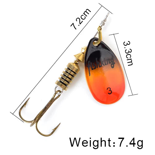 FISH KING Spinner Bait 3.9g 4.6g 7.4g 10.8g 15g Rotating Spinners Spoon Lures pike Metal With Treble Hooks Fishing Lure