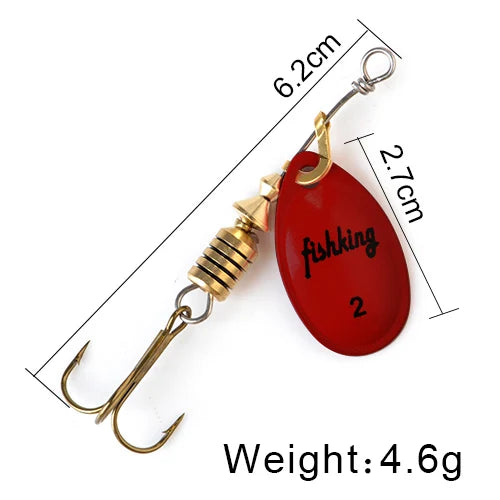 FISH KING Spinner Bait 3.9g 4.6g 7.4g 10.8g 15g Rotating Spinners Spoon Lures pike Metal With Treble Hooks Fishing Lure