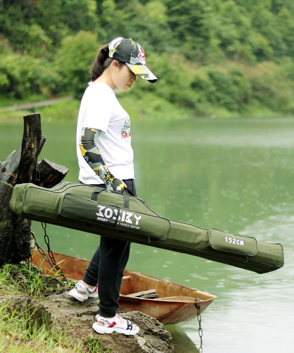 Portable Foldable Fishing Rod Carrier Fish Pole Reel Tools Storage Bag Case 122cm / 152cm / 182cm