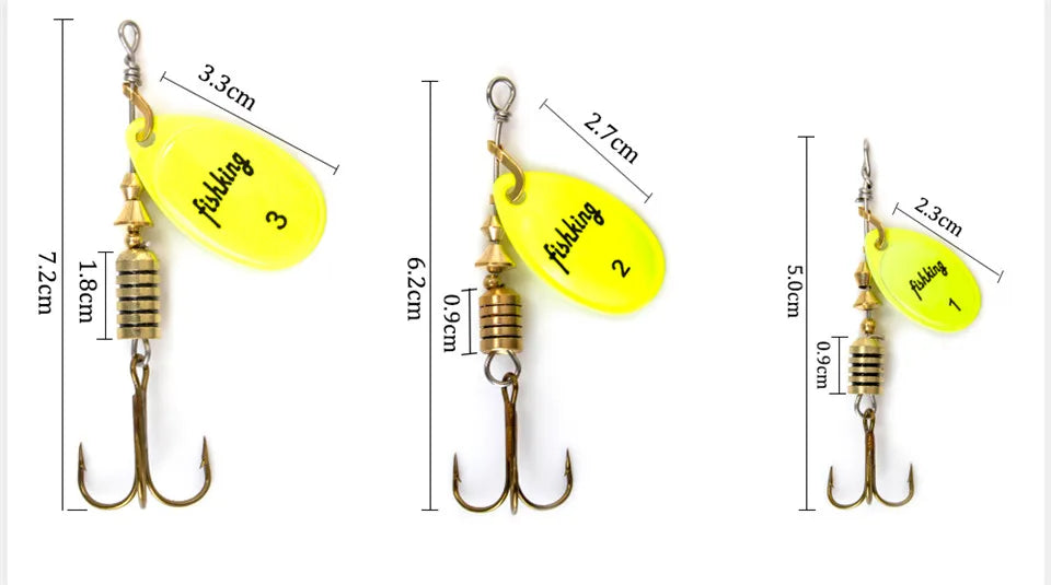 FISH KING Spinner Bait 3.9g 4.6g 7.4g 10.8g 15g Rotating Spinners Spoon Lures pike Metal With Treble Hooks Fishing Lure