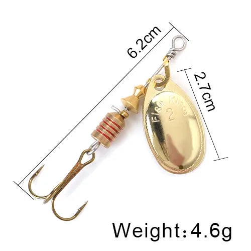 FISH KING Spinner Bait 3.9g 4.6g 7.4g 10.8g 15g Rotating Spinners Spoon Lures pike Metal With Treble Hooks Fishing Lure