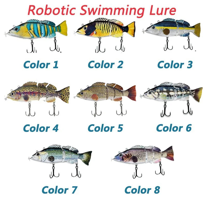 New 13CM Robotic Fishing Lure Electric Auto Swimming Bait 4-Segment Wobbler Outdoor Sport Swimbait USB Rechargeable Accessories