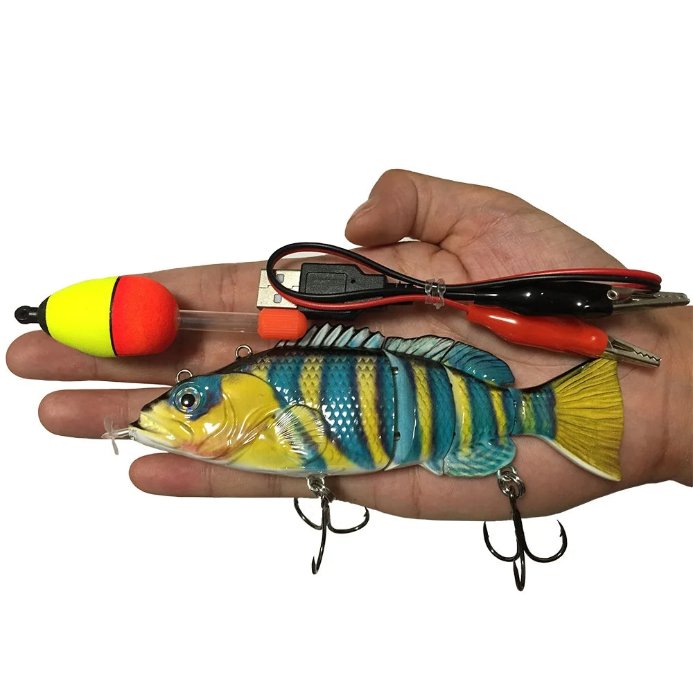 New 13CM Robotic Fishing Lure Electric Auto Swimming Bait 4-Segment Wobbler Outdoor Sport Swimbait USB Rechargeable Accessories