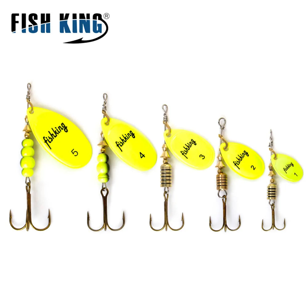 FISH KING Spinner Bait 3.9g 4.6g 7.4g 10.8g 15g Rotating Spinners Spoon Lures pike Metal With Treble Hooks Fishing Lure