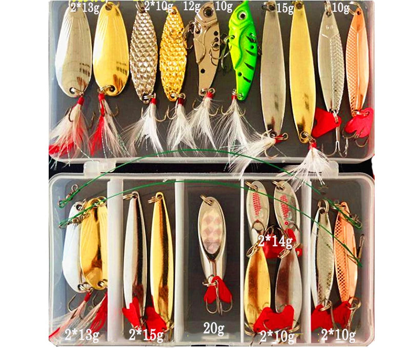 Hot Brilliant Metal Jig Spoon Fishing Lure Set 10/20/25/35pcs Wobblers Kit Pike Spoon Bait Fishing Tackle Pesca Isca Artificial