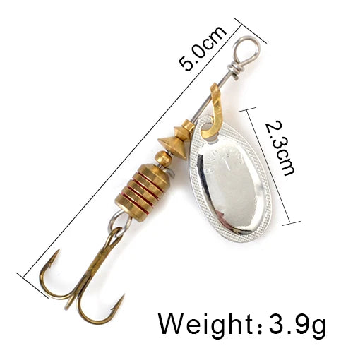 FISH KING Spinner Bait 3.9g 4.6g 7.4g 10.8g 15g Rotating Spinners Spoon Lures pike Metal With Treble Hooks Fishing Lure