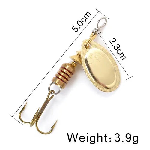 FISH KING Spinner Bait 3.9g 4.6g 7.4g 10.8g 15g Rotating Spinners Spoon Lures pike Metal With Treble Hooks Fishing Lure