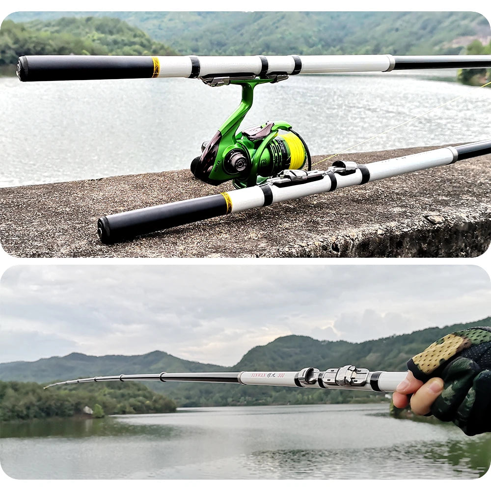 JOSBY Spinning Rod Rock Fishing Carbon Fiber Mini Telescopic Portable 1.5/1.8/2.1/2.4/2.7/3.0M