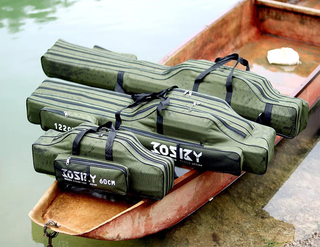 Portable Foldable Fishing Rod Carrier Fish Pole Reel Tools Storage Bag Case 122cm / 152cm / 182cm