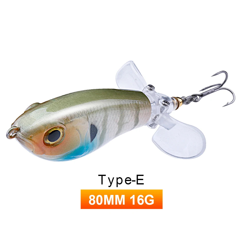 TREHOOK 9g/8g/14g/17g/24g Topwater Whopper Popper Fishing Lures Rotating Double Propeller Tail Artificial Bait Floating Wobblers