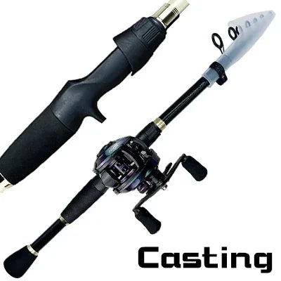 Combo Fishing Rod + Reel GHOTDA Casting/ Spinning Strong Magnetic Brake Baitcasting Reel