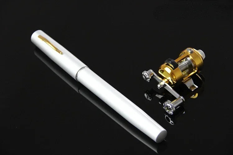 20cm Portable Pocket Telescopic Mini Fishing Pole Pen Shape Folded Fishing Rod with Reel Wheel Portable Mini Fishing Rod