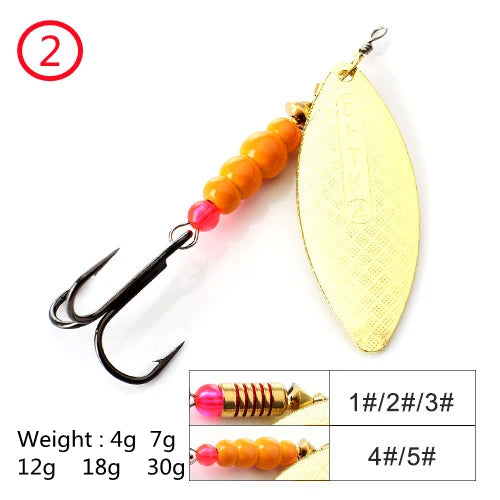 FTK 1PC Spinner Bait 3.2g 4.3g 6.1g 9.6g 13.6g Spinner Bait Spoon Fishing Bass Lure With Treble Hook Tackle High Quality