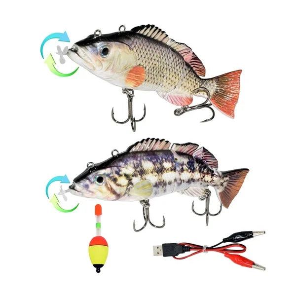 New 13CM Robotic Fishing Lure Electric Auto Swimming Bait 4-Segment Wobbler Outdoor Sport Swimbait USB Rechargeable Accessories