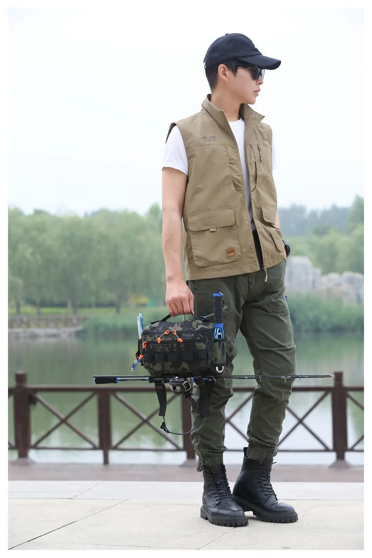 Fishing Chest Waist Bag Tactical Outdoor Travel Sports EDC Fishing Lure Bags Hunting Camping Hiking Cycling Pack Molle Pouch