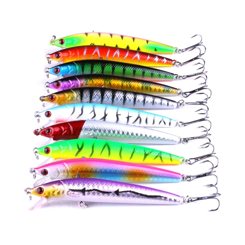 10/5Pcs Minnow Fishing Lures Floating Hard Bait 95mm 7g Artificial Bait Wobbler Crankbait Carp Perch Pesca Fishing Tackle