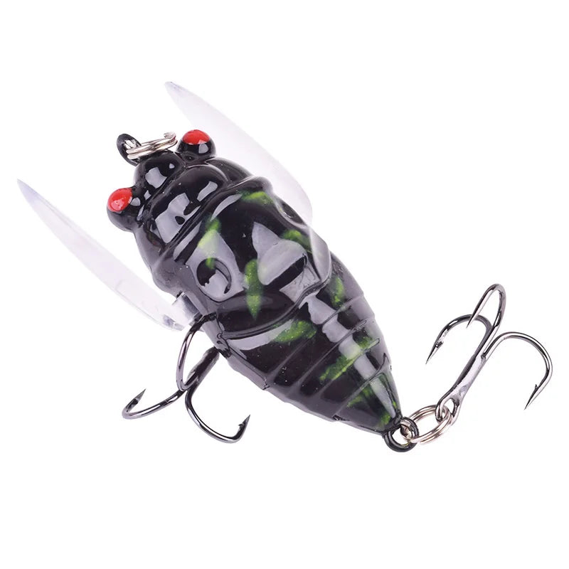 1 Pcs Insect Popper Fishing Lure 4.8cm 6g Topwater Soft Wing Cicada Wobblers Artificial Bait With Hooks  for Bass Pike Tackle