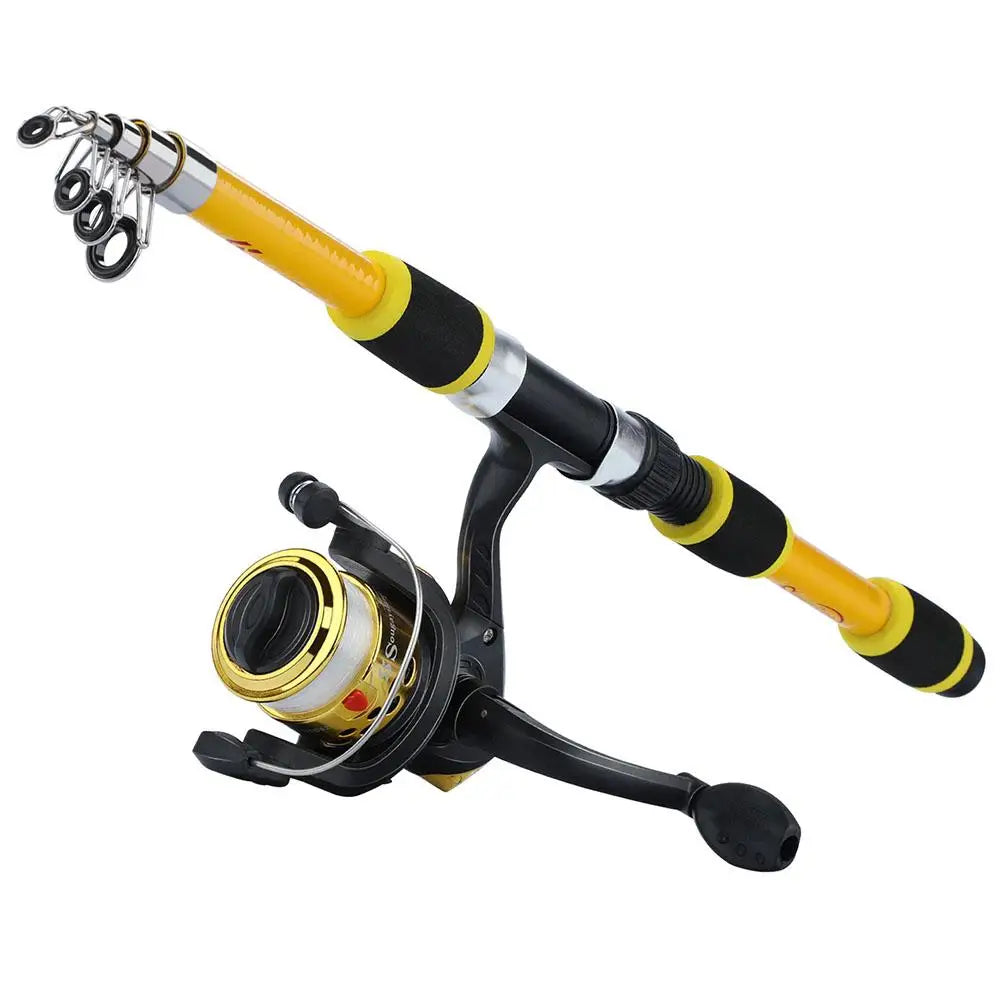 Combo Fishing Rod + Reel Portable 1.8m Telescopic Fishing Rod 5.5:1 Gear Ratio