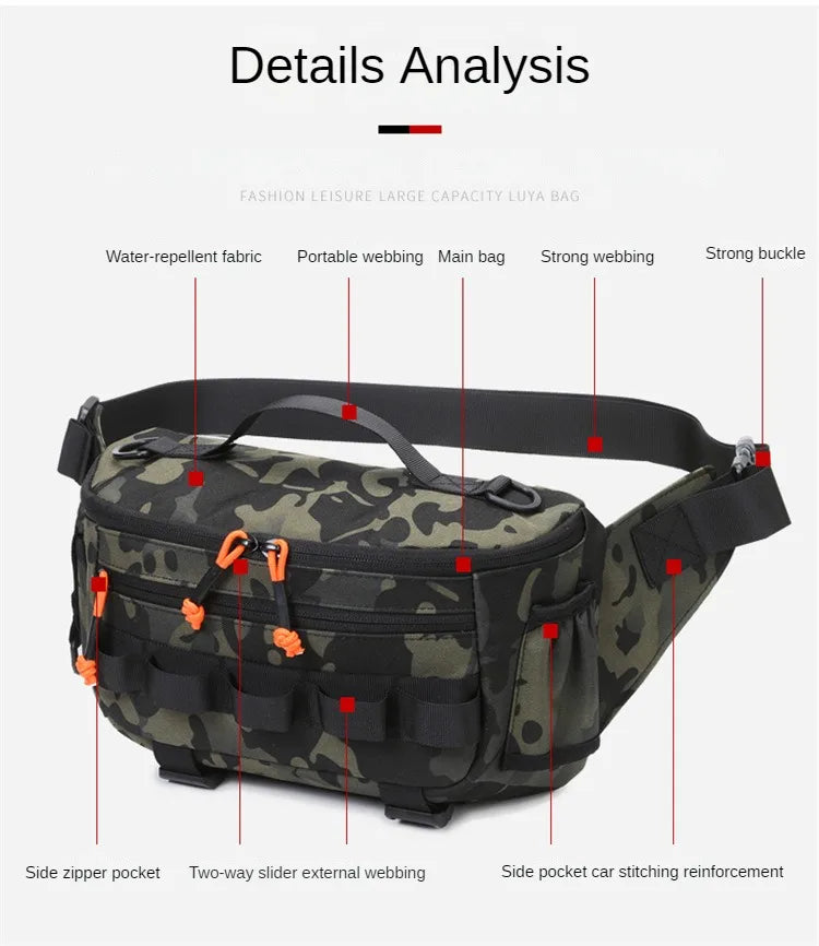 Fishing Chest Waist Bag Tactical Outdoor Travel Sports EDC Fishing Lure Bags Hunting Camping Hiking Cycling Pack Molle Pouch