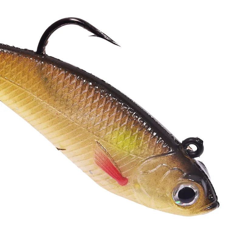 1PCS Jig Head T Tail Silicone Soft Bait 75mm 9.5g Fishing Wobbler Lures Artificial Rubber Baits for Sea Bass Carp Spoon Tackle