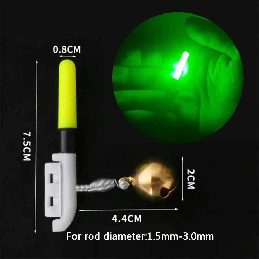 Fishing Light Stick Clip Rod Bell Luminous LED CR425 3.6V Battery USB Charge Tackle Night Bright Fish Bite Alarm Flash Lamp. Night fishing