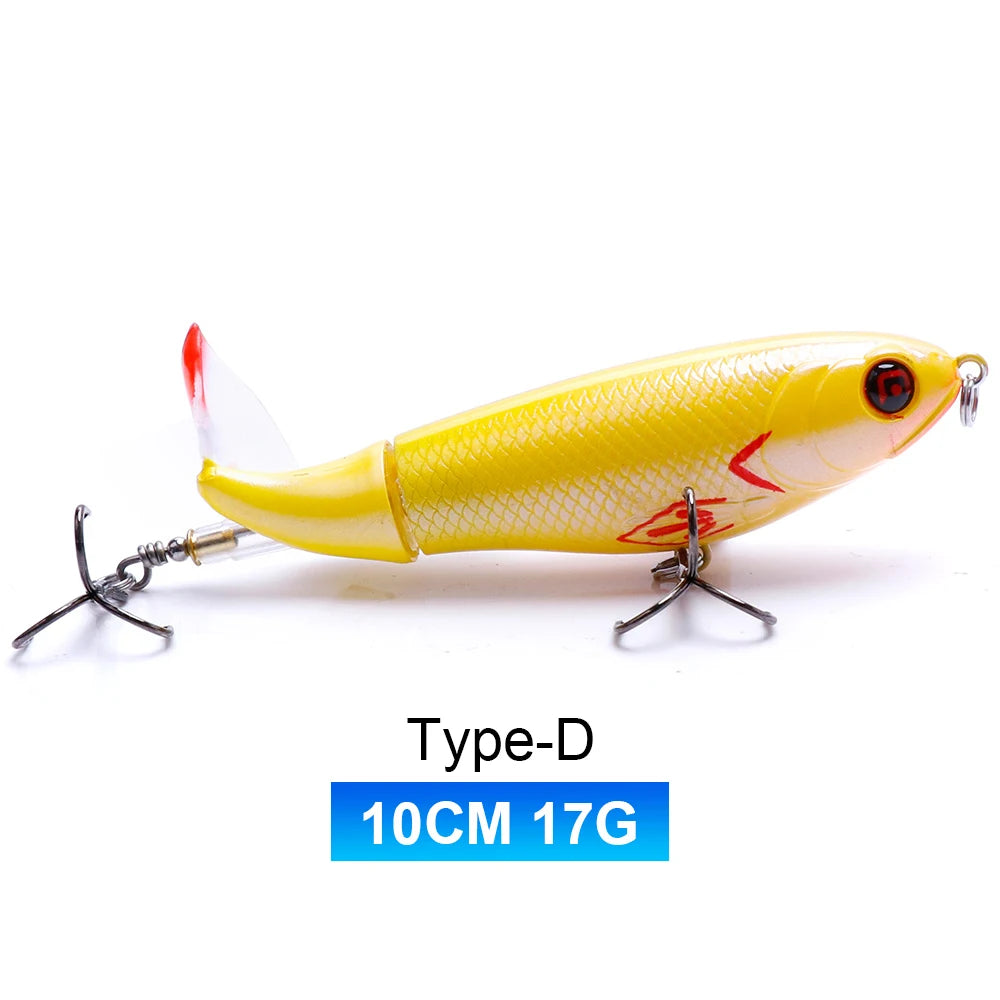 TREHOOK 9g/8g/14g/17g/24g Topwater Whopper Popper Fishing Lures Rotating Double Propeller Tail Artificial Bait Floating Wobblers