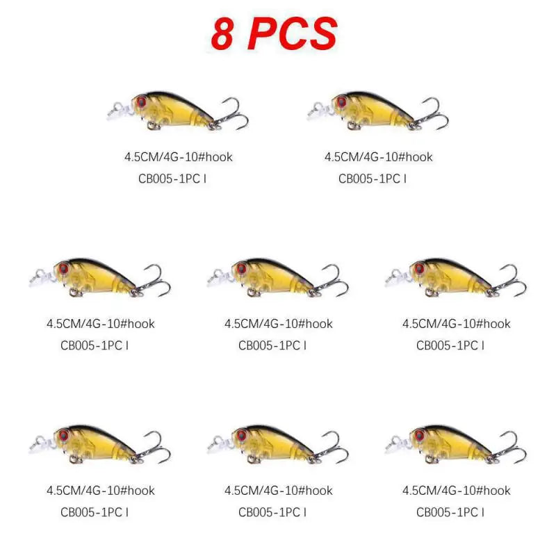 1~8PCS Mixed Colors Minnow Fishing Lures Set 4.5cm 3.5g Mini Crank Wobblers With Treble Hooks Tackle Topwater Swim Crankbaits