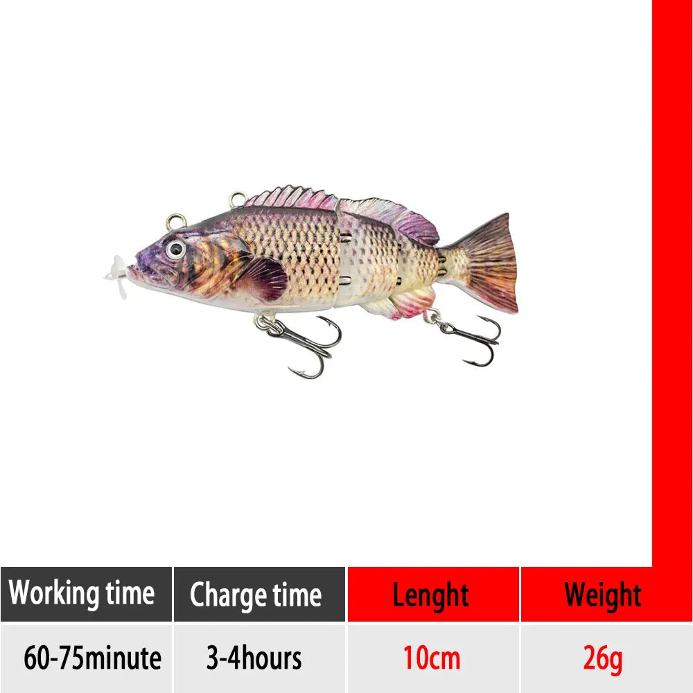 90mm mini Automatic Swimming Robotic Electric Fishing Lure Multi Jointed Bait Auto Swimbait USB LED Light Wobbler for pike