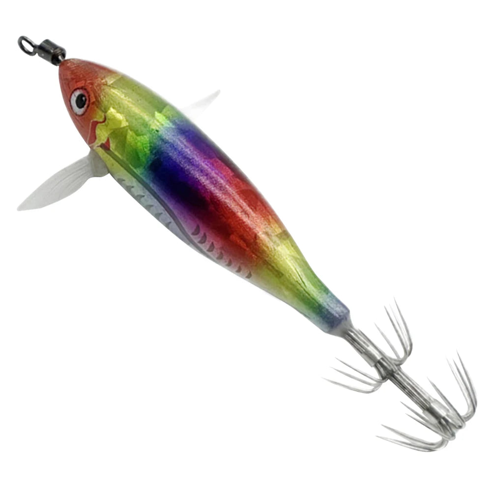 1Pc 7.5cm/8cm Laser Luminous Squid Jig Floating Horizontal Wood Shrimp Egi Lure Squid Jigging Shrimp Hooks Fishing Octopus Baits