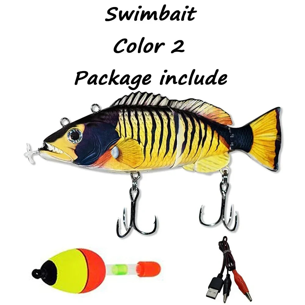 New 13CM Robotic Fishing Lure Electric Auto Swimming Bait 4-Segment Wobbler Outdoor Sport Swimbait USB Rechargeable Accessories