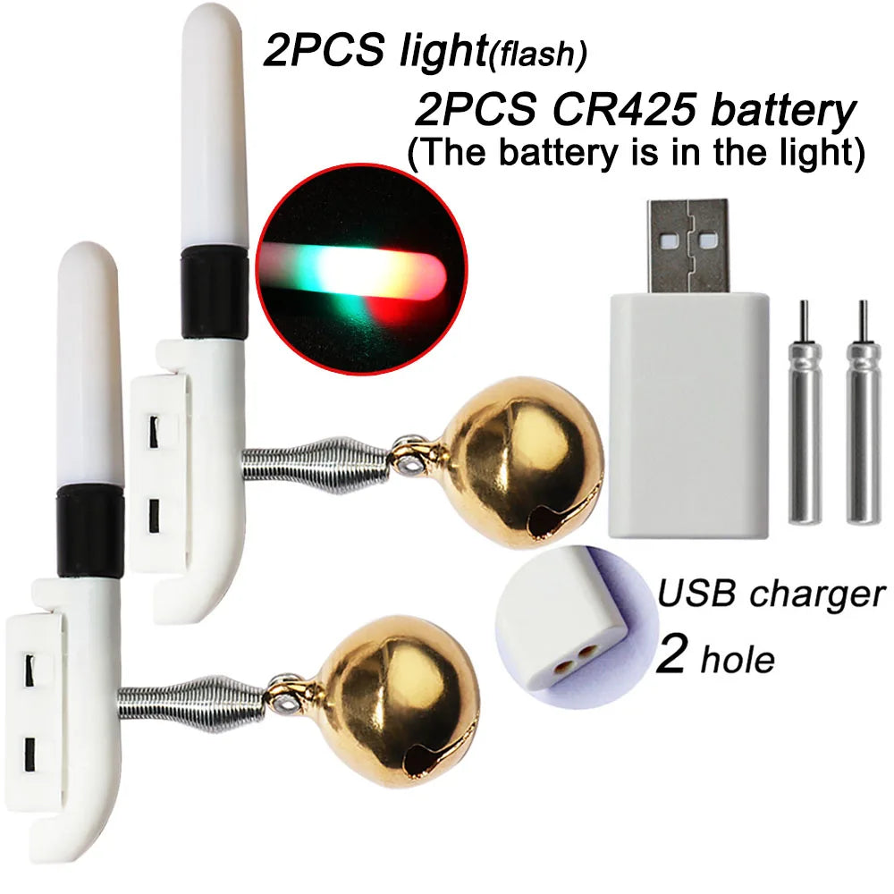 Fishing Light Stick Clip Rod Bell Luminous LED CR425 3.6V Battery USB Charge Tackle Night Bright Fish Bite Alarm Flash Lamp. Night fishing