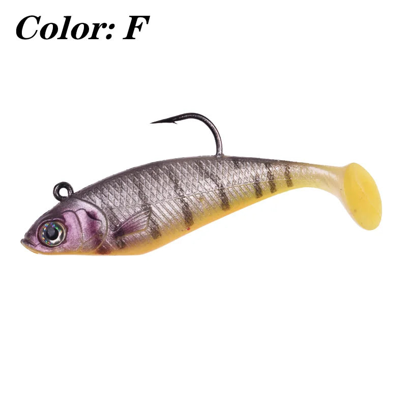 1PCS Jig Head T Tail Silicone Soft Bait 75mm 9.5g Fishing Wobbler Lures Artificial Rubber Baits for Sea Bass Carp Spoon Tackle