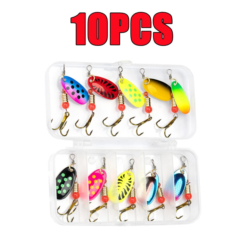 16PCS/10PCS Waterdrop Metal Spoon Spinner Fishing Lure Set with Hook Artificial Bait Kit Crankbaits for Freshwater and Saltwater