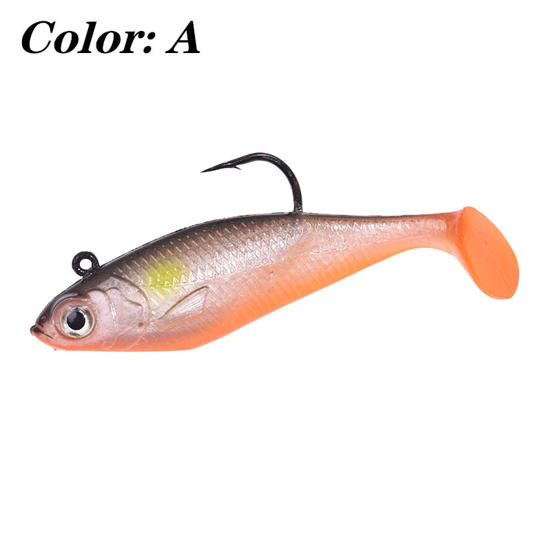 1PCS Jig Head T Tail Silicone Soft Bait 75mm 9.5g Fishing Wobbler Lures Artificial Rubber Baits for Sea Bass Carp Spoon Tackle