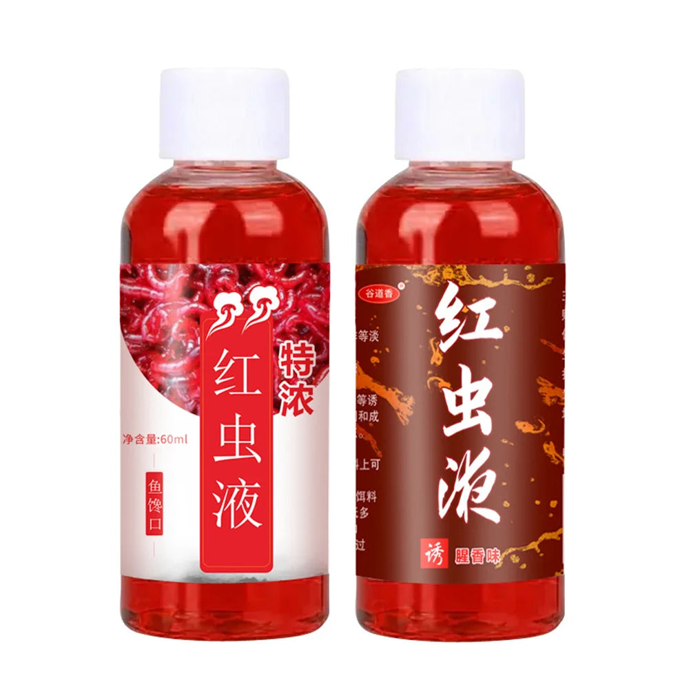 60ML Liquid Blood Worm Scent Fish Attractant Concentrated Red Worm Liquid Fish Bait Additive Perch Catfish Fishing Accessories