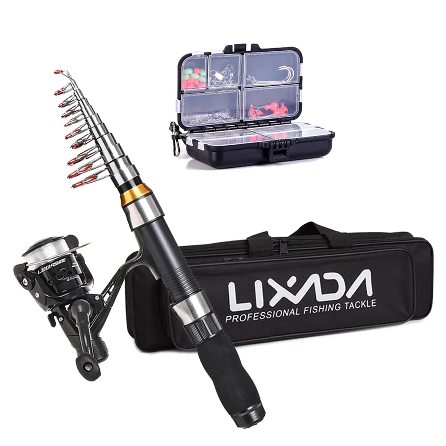 Combo Fishing Rod + Reel Lixada 2.1m 2.3 m Telescopic  Bag Case Pesca Gear Set