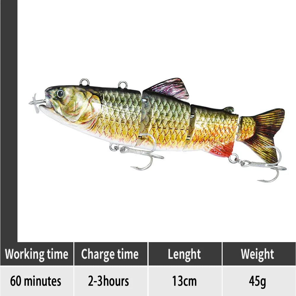 90mm mini Automatic Swimming Robotic Electric Fishing Lure Multi Jointed Bait Auto Swimbait USB LED Light Wobbler for pike