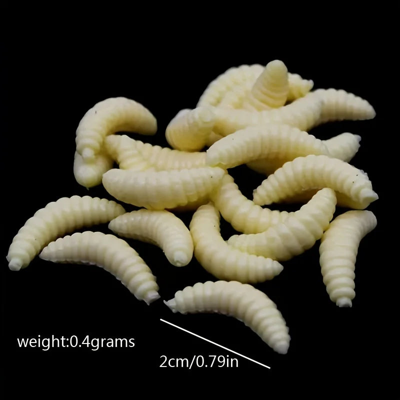 50pcs Soft Worm Bread Worm Maggot Soft Bait Fish Bait Horse Mouth Fish Bait Fishing Bionic Bait Bread Worm Without A Hook