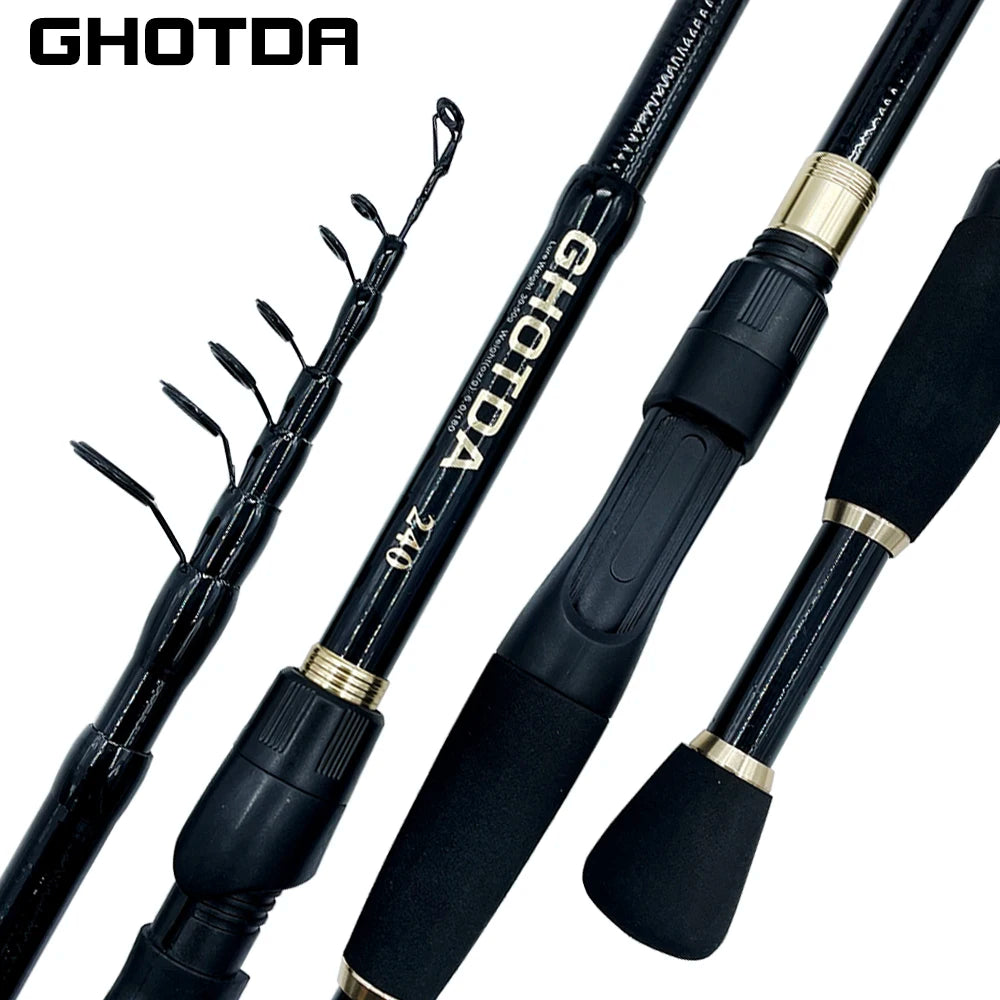 Combo Fishing Rod + Reel Ghotda 1.6-2.4M Telescopic High Speed Reel DC1000/2000/3000/4000Series