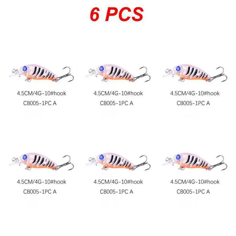 1~8PCS Mixed Colors Minnow Fishing Lures Set 4.5cm 3.5g Mini Crank Wobblers With Treble Hooks Tackle Topwater Swim Crankbaits