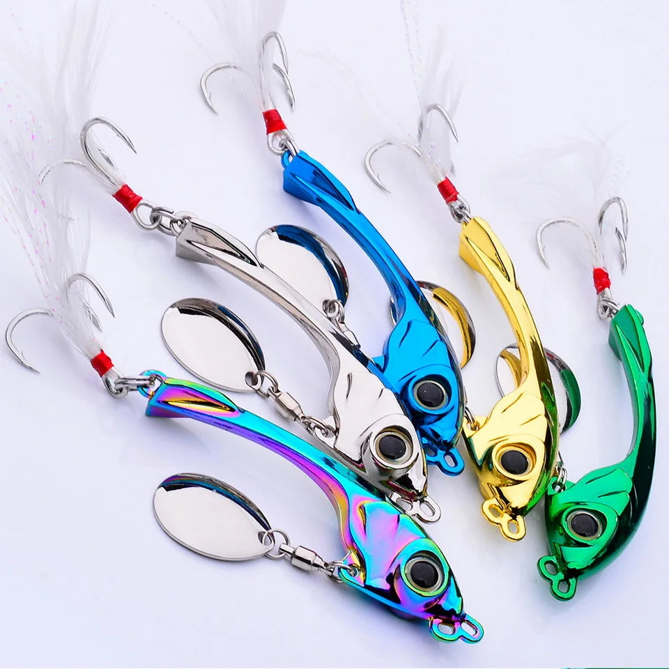 Spinner Bait 7g 10g 15g Metal Vib Fishing Lure Trolling Rotating Spoon Wobbler Sinking Hard Bait With Sequin Pesca For Bass Pike