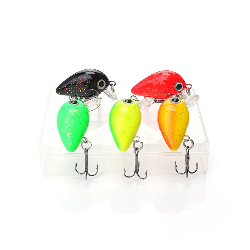 GOBASS 5pcs Mini Fish Bass Fishing Lure Set 3cm 1.5g Mini Artificial Baits Topwater Crank Wobblers For Pike Crankbaits Fishing