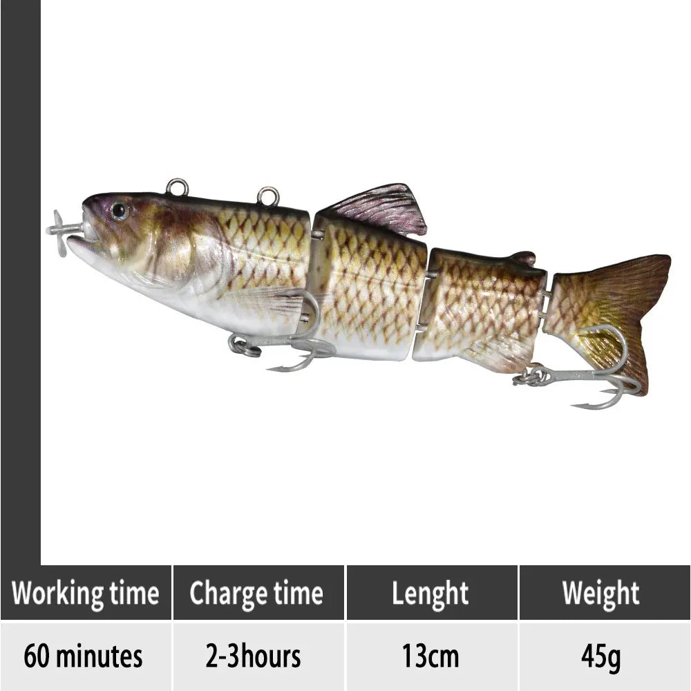 90mm mini Automatic Swimming Robotic Electric Fishing Lure Multi Jointed Bait Auto Swimbait USB LED Light Wobbler for pike