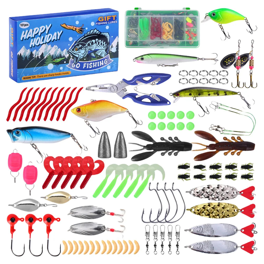 2024 Fishing Tackle Set Advent Calendar 24 Days Christmas Fishing Lures Box Xmas Fish Bait Box Surprise Gifts for Fishing Lover