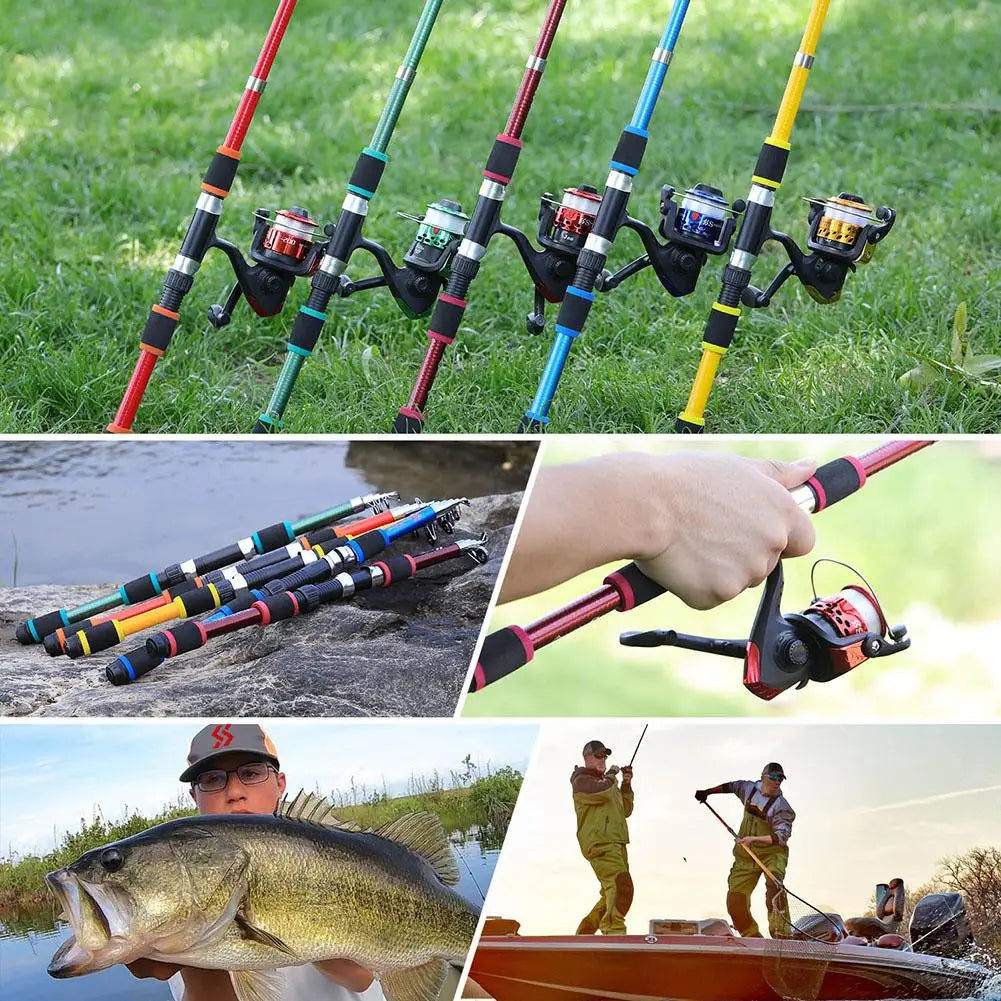 Combo Fishing Rod + Reel Portable 1.8m Telescopic Fishing Rod 5.5:1 Gear Ratio