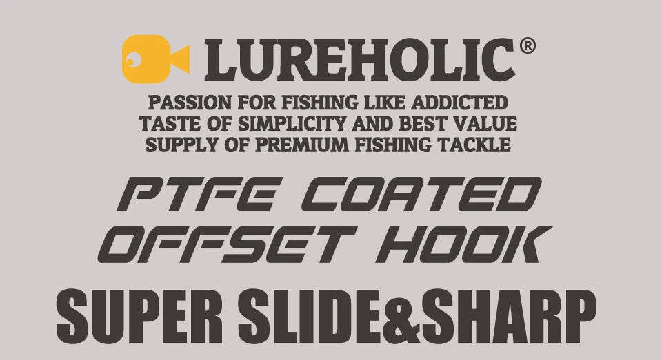 LUREHOLIC PTFE Super Slide Offset Hook Worm Hook Texas Rig Drop Shot Stainless Steel Worm Fishhook Fishing Accessories